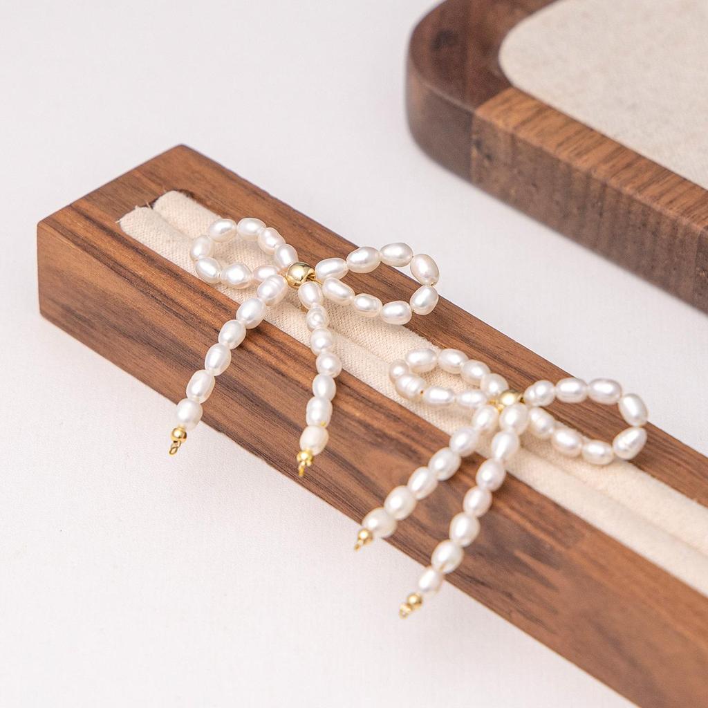 Elegant Bow Freshwater Pearl Stud Earrings