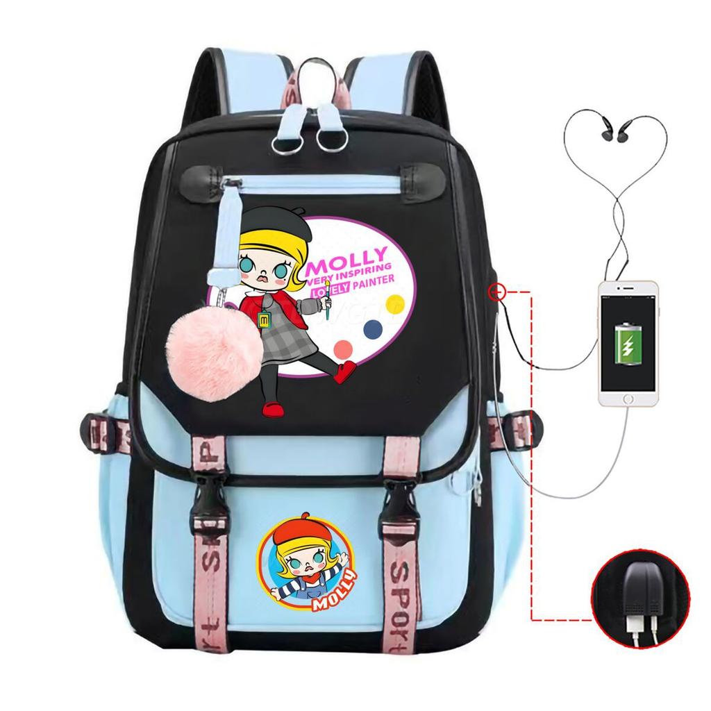 Printed fashion schoolbag college style junior high school high school students large capacity backpack