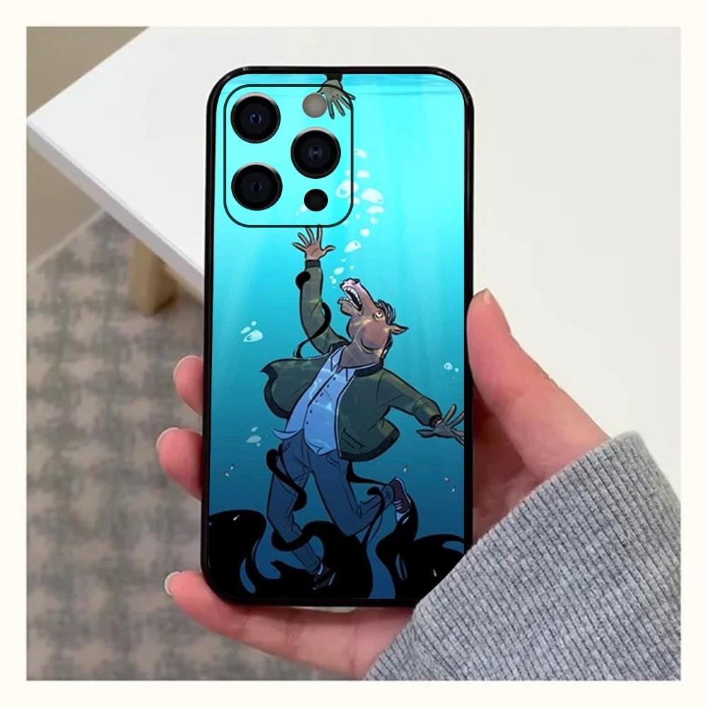 B-Bojack Cartoon H-Horseman Funny Phone Case For Apple iPhone 15,14,13,12,11,Pro,X,XS,Max,XR,Plus,Mini Soft Black Cover