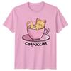 Catpuccino Unisexs TShirt Coffee Puns Cats Birthday Gift For Her