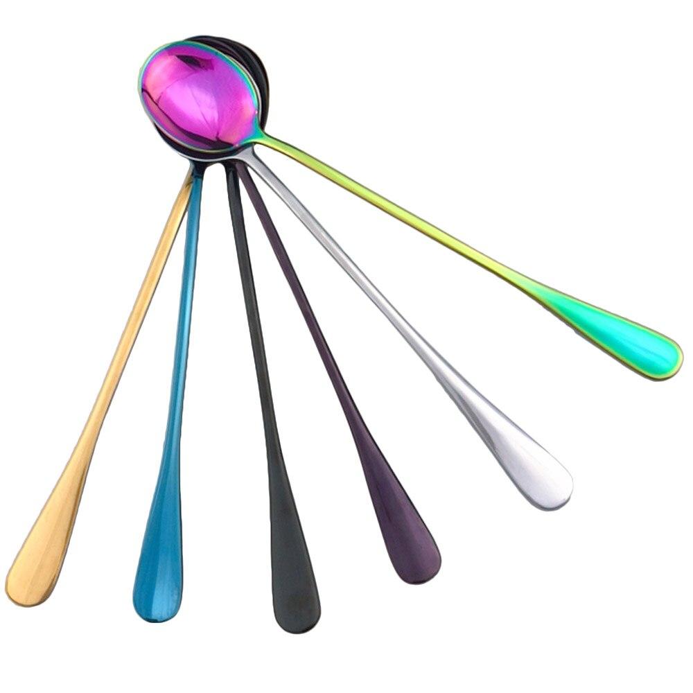 New Primary Color Dinnerware Coffee Spoon Tea Cafe Scoop Long Handle Spoons Flatware Coffee Drinking Tools Kitchen Accessory