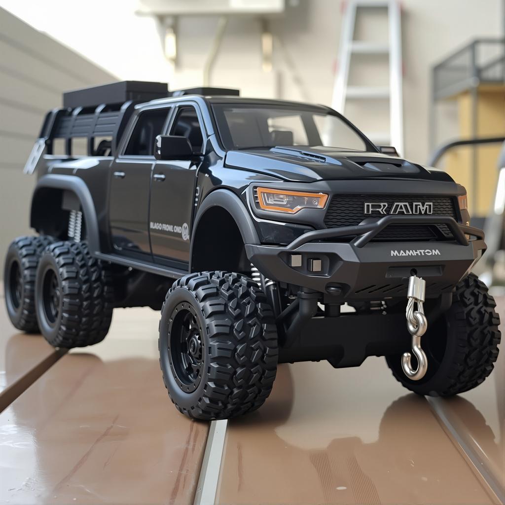 1/24 Scale Dodge Mammoth RAM 1000 TRX 6x6 Pickup Metal Alloy Diecast Model Car Outdoor Decoration Ornament Holiday Gift for Boyfriend