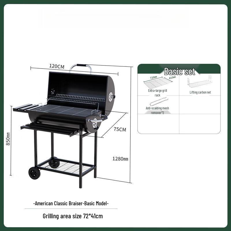 American Style Cast Iron Outdoor Charcoal BBQ Grill