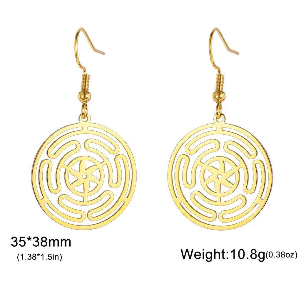 LIKGREAT Hekate Rad Hängeohrringe Edelstahl Dreifacher Mond Strophalos Hekate Göttin Femme Wicca Magie Amulett Schmuck