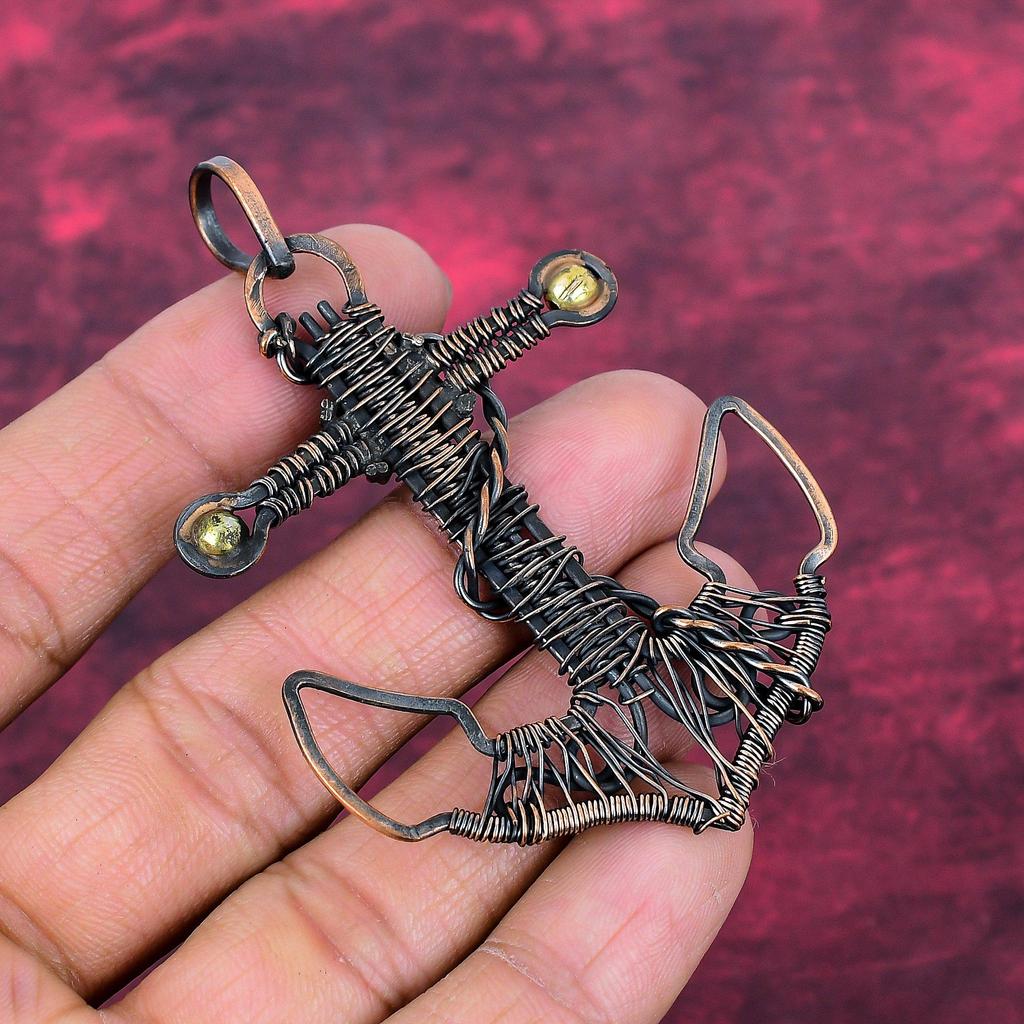 Labradorite Pendant Anchor Jewelry Copper Wire Wrapped Pendant Gemstone Jewelry