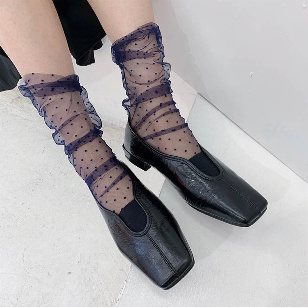 

Transparent Dot Fashion Female Dress Socks Mesh Stockings Tulle Socks Nylon чёрный