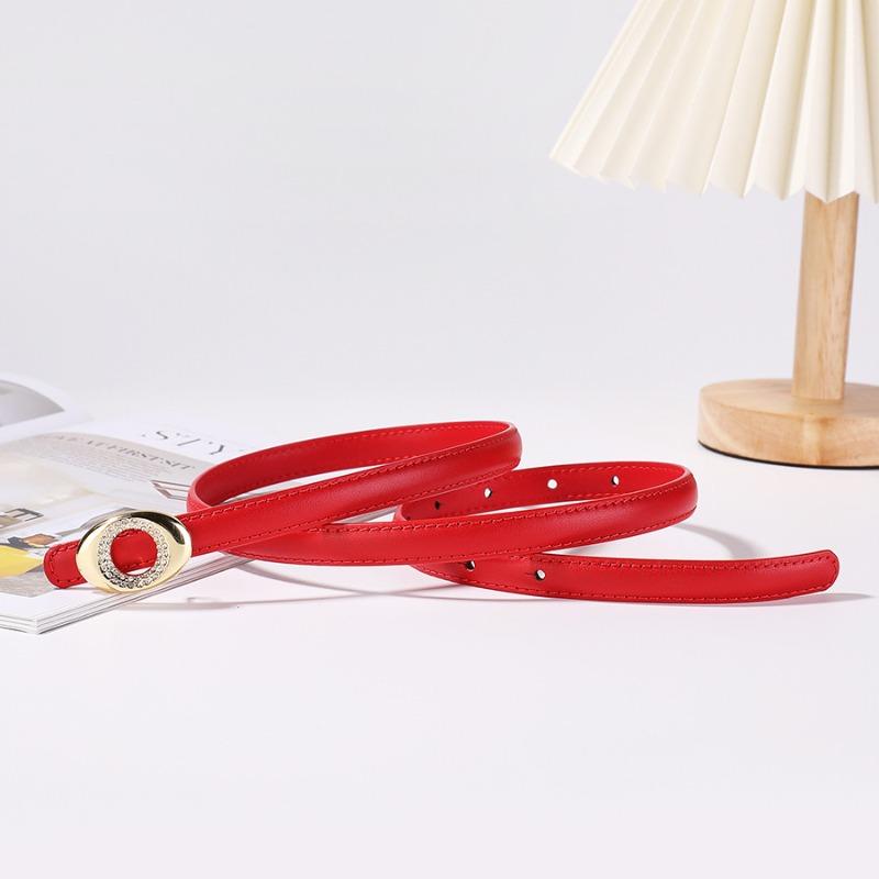 

New top grain leather skinny belt with rhinestone embellishments - slim genuine leather belt червоний