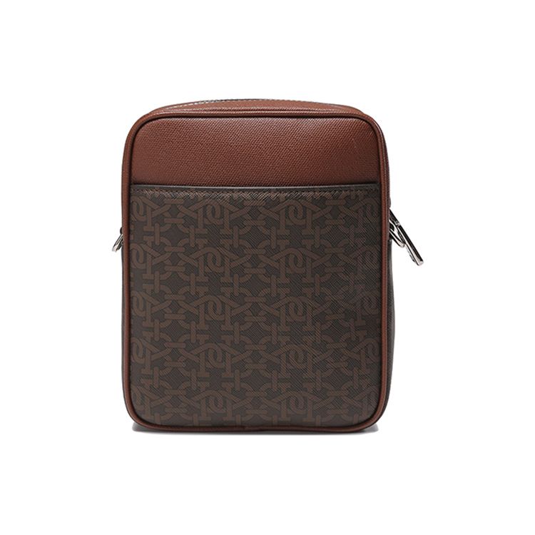 Bally Monogram Zip Closure TPU Crossbody Shoulder Bag Men Bags Brown 6301801