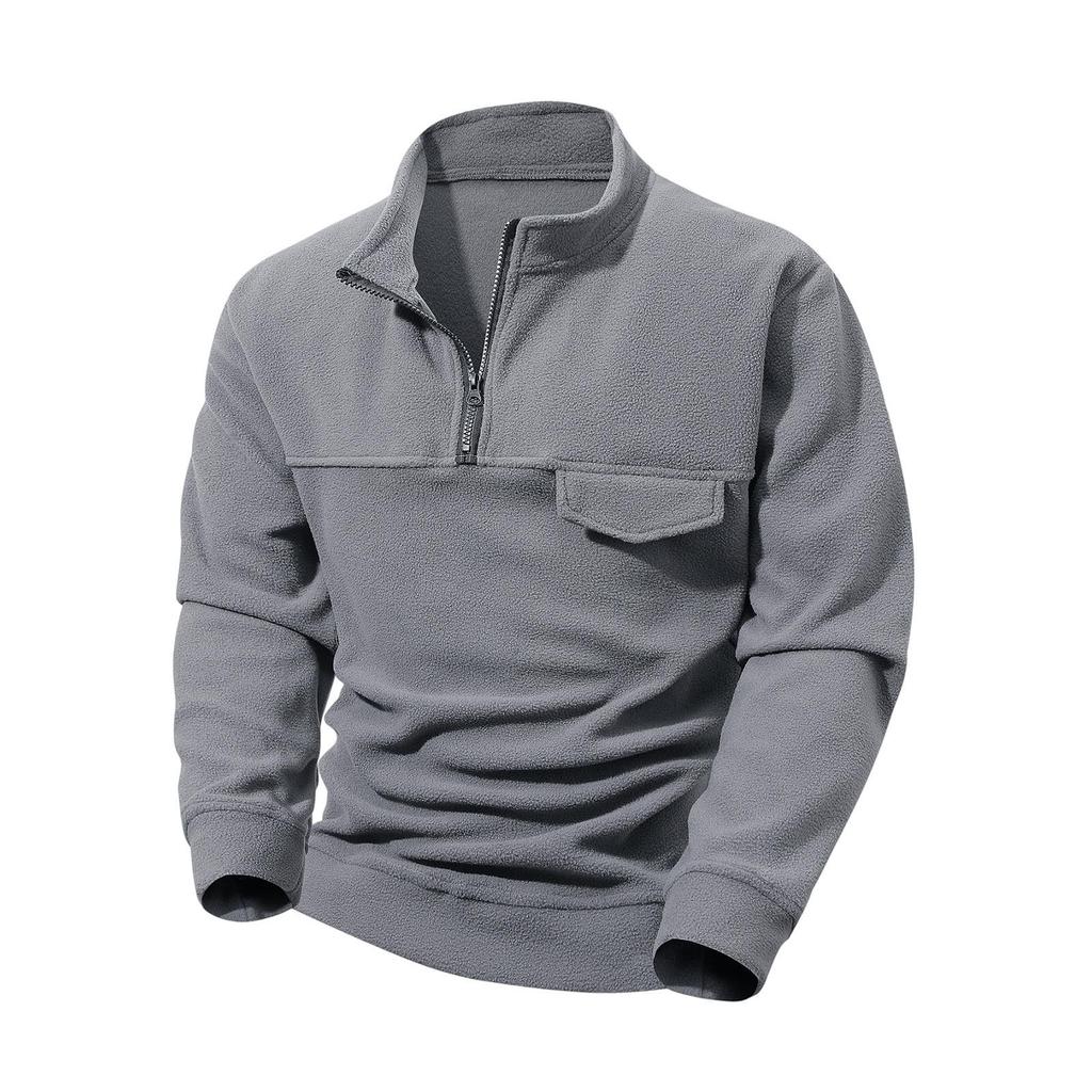 Men Oversized Casual Stand Collar  Cargo Sweatshirts Workout Mens Sweaters