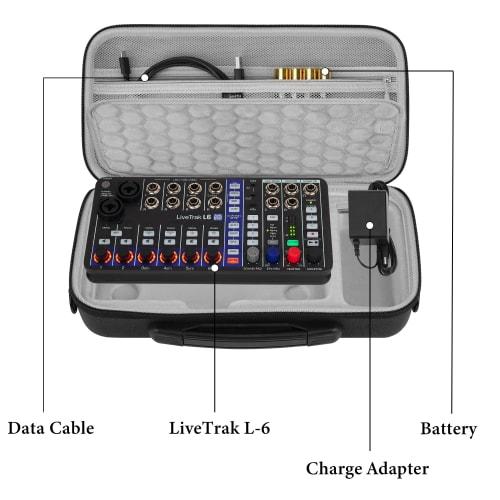 Geekria Audio Interface Carrying Case Compatible with Zoom LiveTrak L6/L6 Digital Mixer, EVA Hardshell Portable Travel Bag (Dark Gray)
