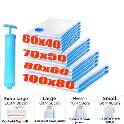 1-10PCS Vacuum Storage Bag Travel Organizer with Pump Leakproof & Scratch-Resistant for Clothes Blankets Bedding Space-Saving