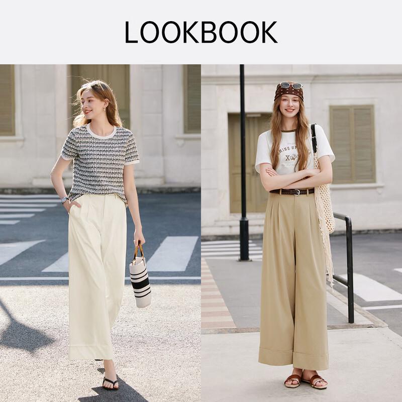 Xiangying Women's High-Waist Straight Wide-Leg Suit Pants