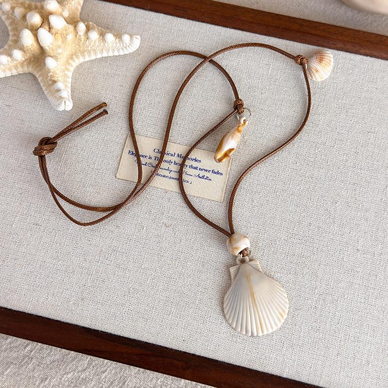 2026 Summer Bohemian Sea Star Shell Beads Pendant Long Rope Necklace For Women Trendy Beach Seaside Vacation Jewelry Accessories