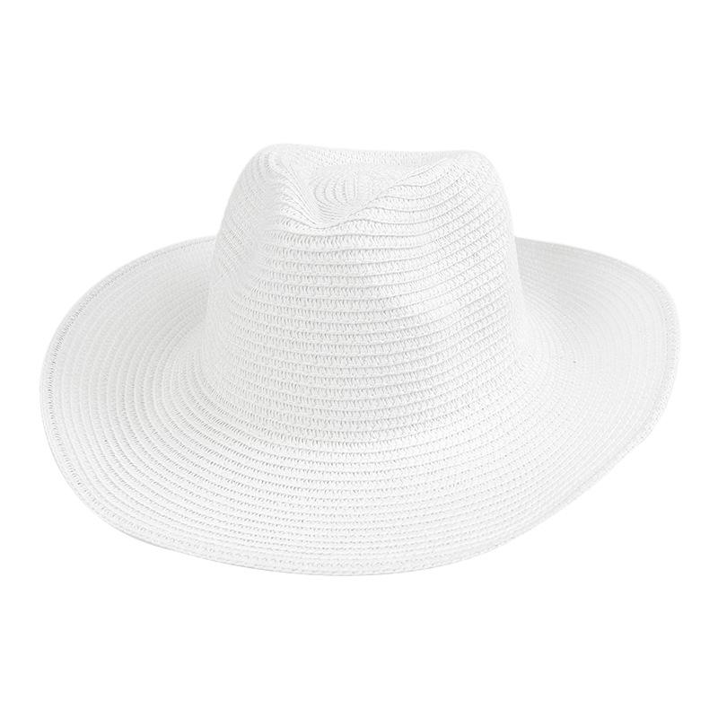Classic Panama Curled Straw Hat Travel Sunscreen Straw Hat Men and Women Outdoor Breathable Beach Sun Hat