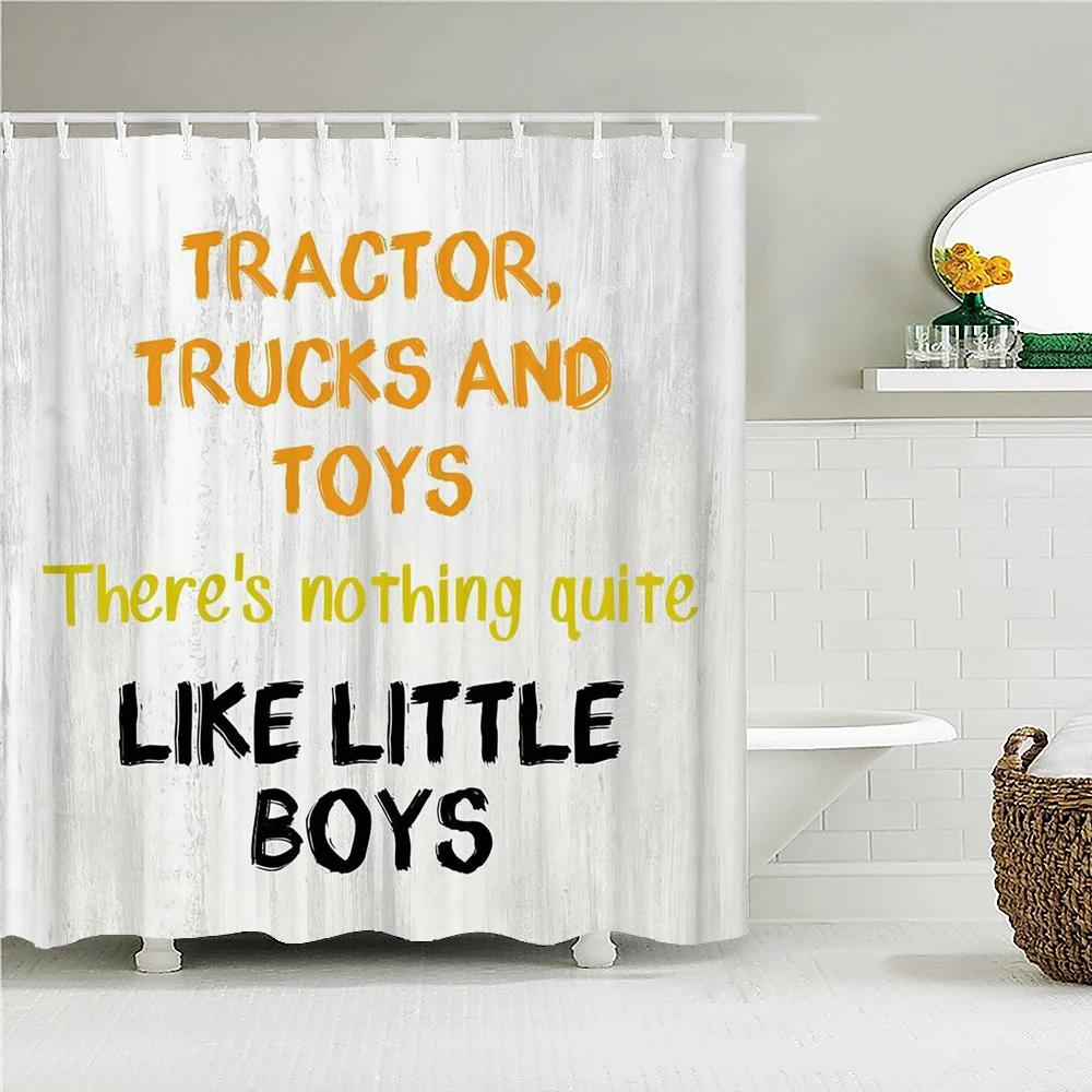 Vintage Style Retro Wood Word Bath Curtain Waterproof Fabric Shower Curtains Personality Bathtub Screen for Bathroom Home Decor