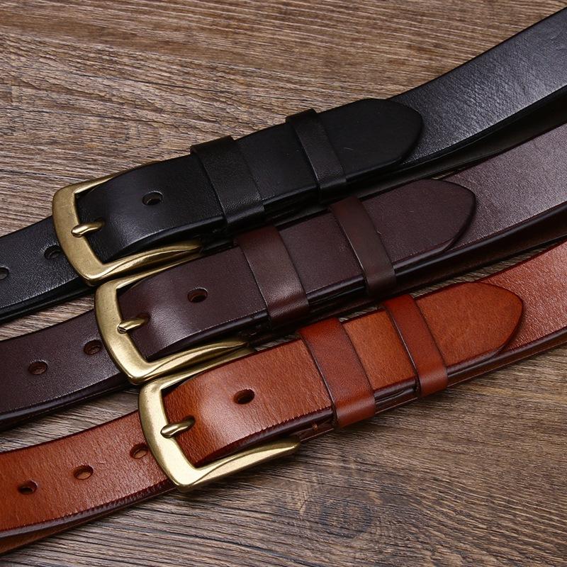 Gürtel Herren Verdickt Koreanischer Stil Schlicht und Lässig Leder Dornschließe Reines Rindsleder Jugend Business Gürtel