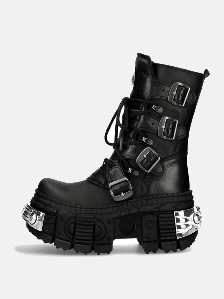 Mote 2024 Nye Punk Dame Plattform Ankelstøvletter Dames Rock Rund Tå Snøring Mote Retro Chunky Sko Metalldekor Korte Støvletter