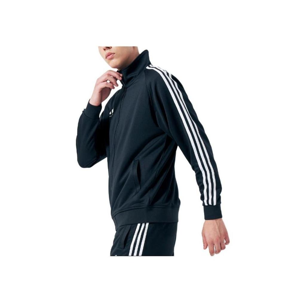 adidas Vintage Sports Side Stripe Stand Collar Jacket, Unisex Fashion Long Sleeve Daily Casual Versatile Black Outerwear TR30JT-BW