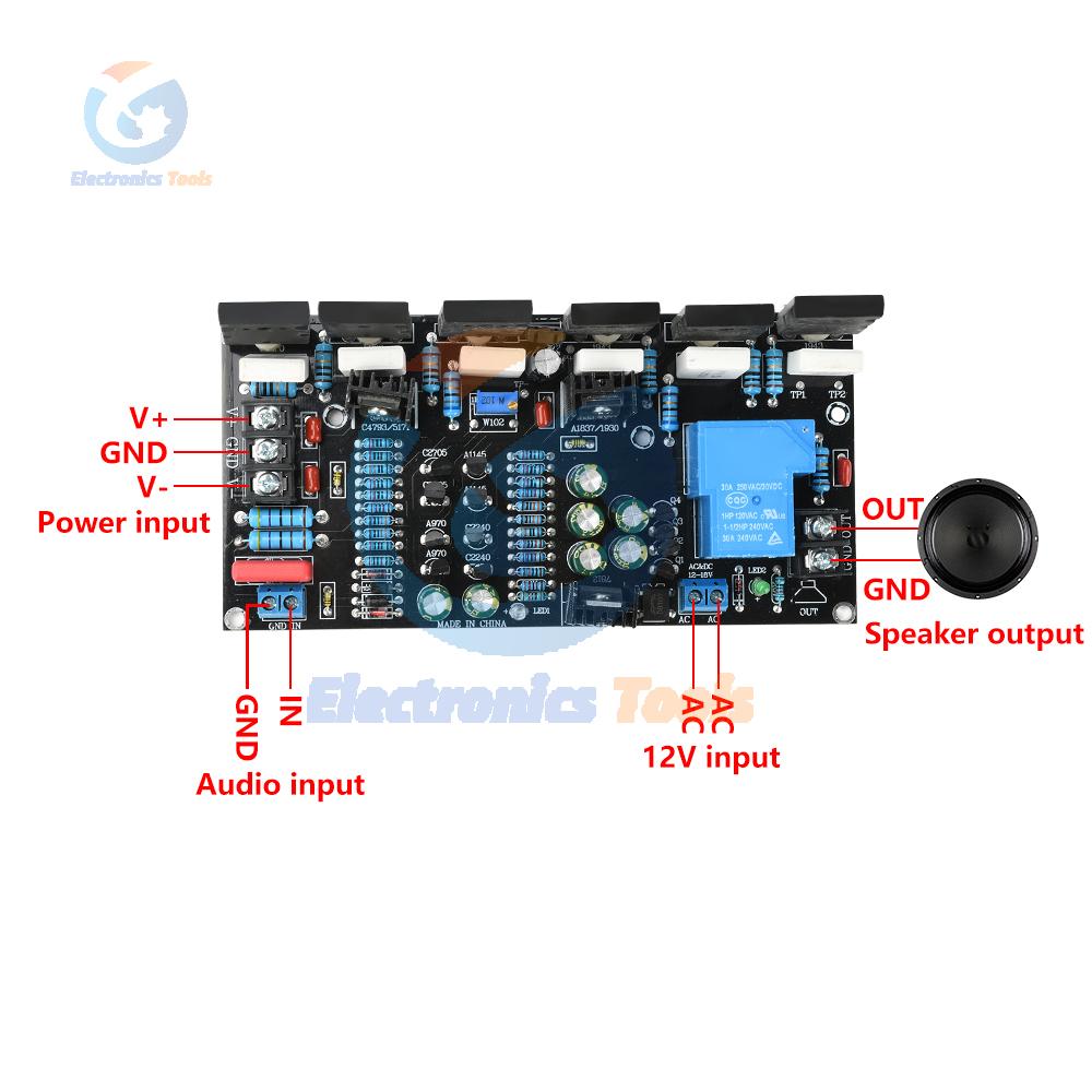 300W Mono Power Amplifier Board DC 20V-90V High Power Audio Tube Audio Amplifier Board 1943+5200 with Speaker Protect