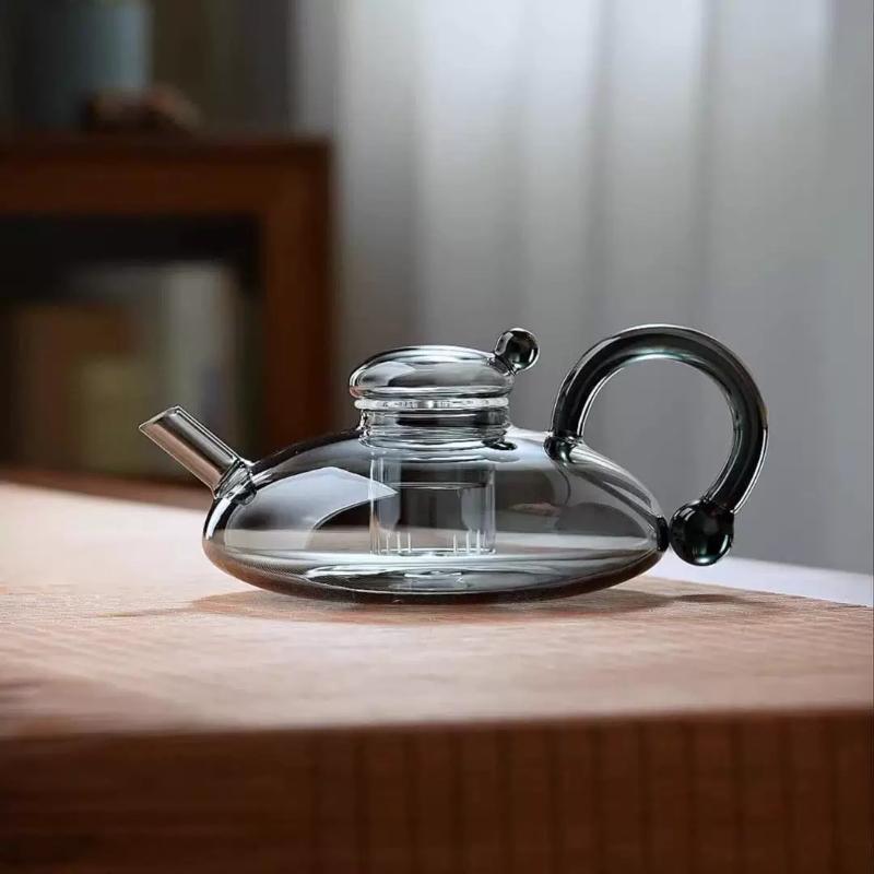 Cute Rat Tail Glass Kettle High Borosilicate Glass Teapot Teacup Set Home Scandinavian Style Brewing Teapot