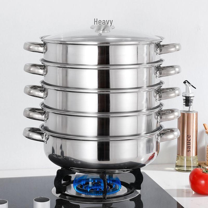 Stainless Steel Multi-Layer Steamer Pot for Buns, Soup, and Hot Pot - Compatible with Induction and Gas Stoves