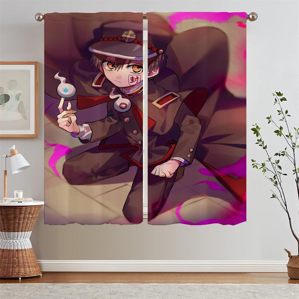 Hanako Kun Verdunkelungsvorhang Raffhalter Schlafzimmervorhänge 2 Stück Luxus Wohnzimmervorhänge für Kamera Locken Jalousie Jalousien Küche