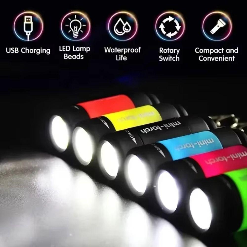 Long Battery Life Outdoor Flashlight Keychain USB Rechargeable Pocket Emergency Lamp  Work