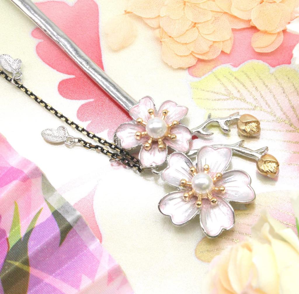 [Miaomyao] Miaomyao Hairpin (Kanzashi) - Single Hairpin for Japanese Traditional Clothing (Tomesode, Kimono, Etc.) - Metal, Antique Style, Cubic
