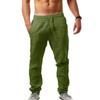 Men's Cotton Linen Pants Male Summer Breathable Solid Color Pants Casual Elastic Waist Fitness Trousers Streetwear