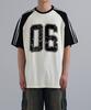 UNDEROFF Oversized Raglan Track Line Short Sleeve T-Shirt Vintage Numbering Burgundy