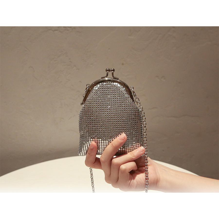 Chains Women Shoulder Bag Retro Kiss Lock Crossbody Bags For Female Metallic Sequin Shell Bag Clip Wallet Small Purse Handbags