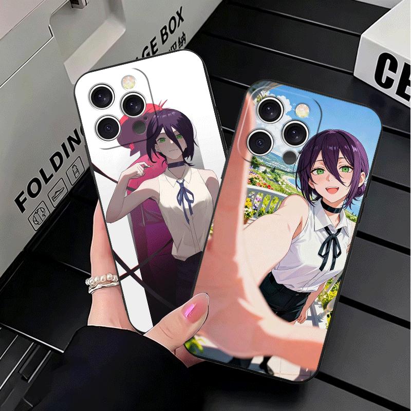 Anime Character R-Reze CSM Soft Phone Case for iPhone 16 16E 17 Air 15 Pro Max 14 Plus 13 Mini 11 12 7 Black Cover Back Shell