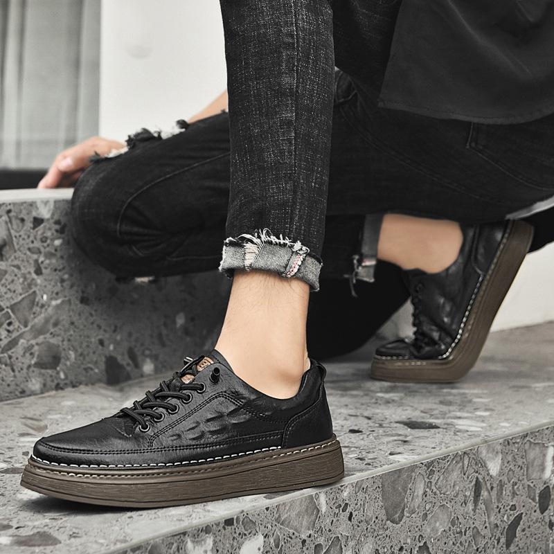 Men's Shoes 2025 New Spring and Summer Korean Version Breathable Cowhide British Style Soft Sole Fashion Sports Shoes Casual Board Shoes Tide