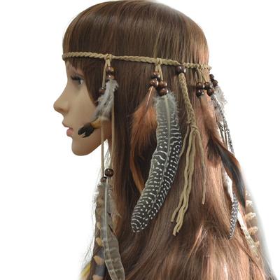 New Hair Rope Indian Tribal Hair Rope Hippie Rope Boho Tassel Feather Tassel Headband
