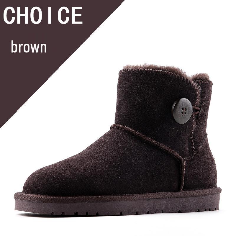 Trendy Women's Cowhide Snow Boots - Cute, Non-Slip, Thickened, Short-Tube for Autumn/Winter