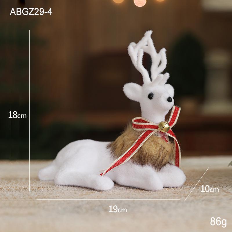 Gangheng White Reindeer Plush Doll Christmas Decorations for Home, Mall Window Display, and Tree Ornaments
