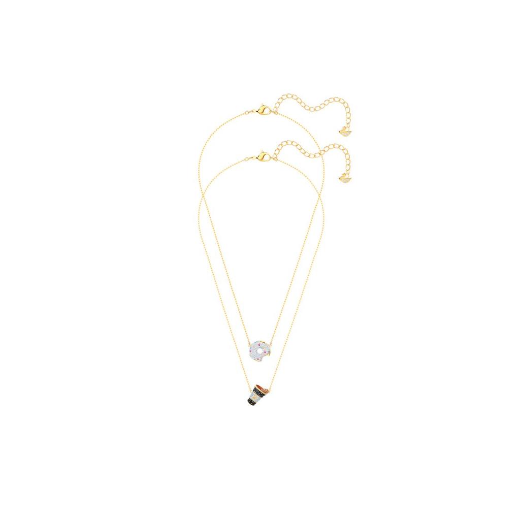 Swarovski Nicest Donut Coffee Pattern Necklace Set Women Necklaces Gold 5459142
