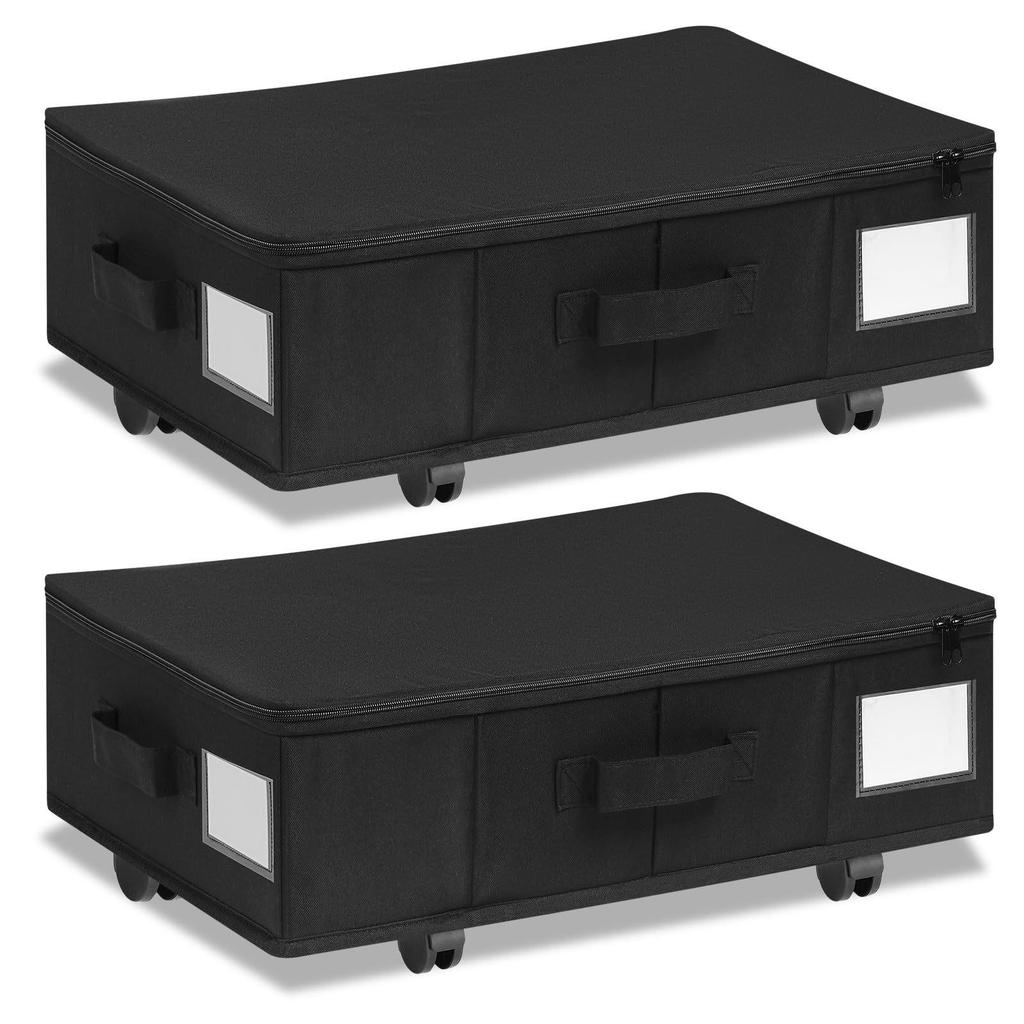 Foldable Wheeled Under-Bed Storage Box: Dustproof Container for Clothes & Sundries