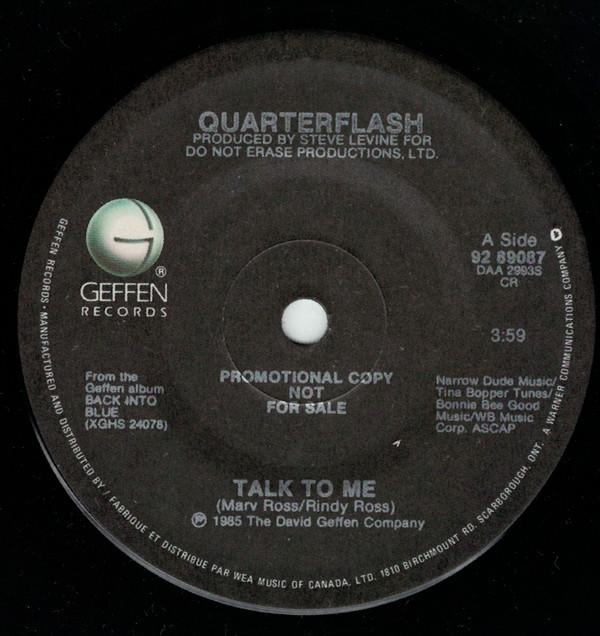 

7inch Record QUARTERFLASH Talk To Me 9289087PROMO GEFFEN 1985 Canada Rock Used