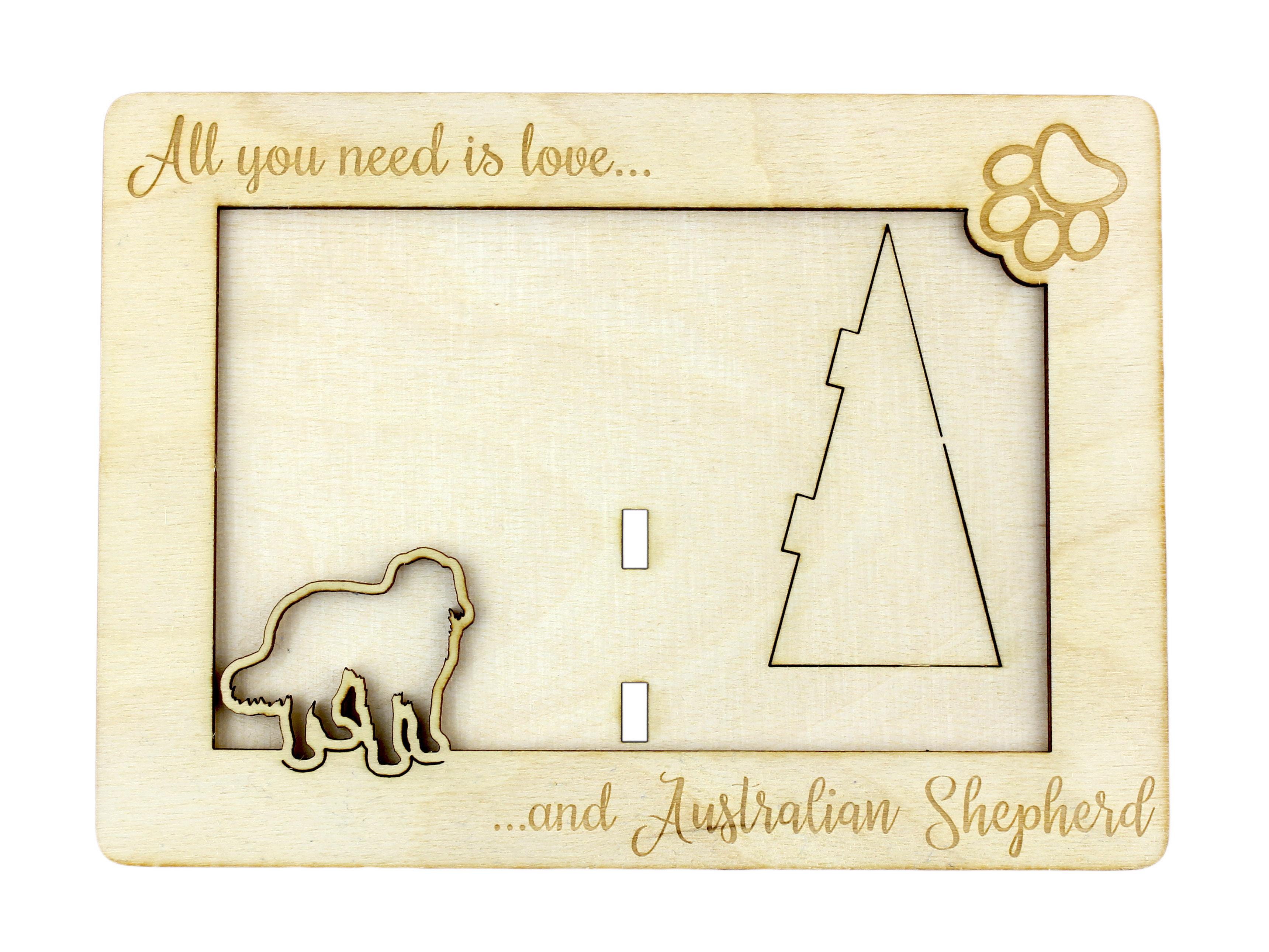 

Australian Shepherd - Photo frame, engraved wooden frame, a lovely gadget for the dog lover by Art-Dog