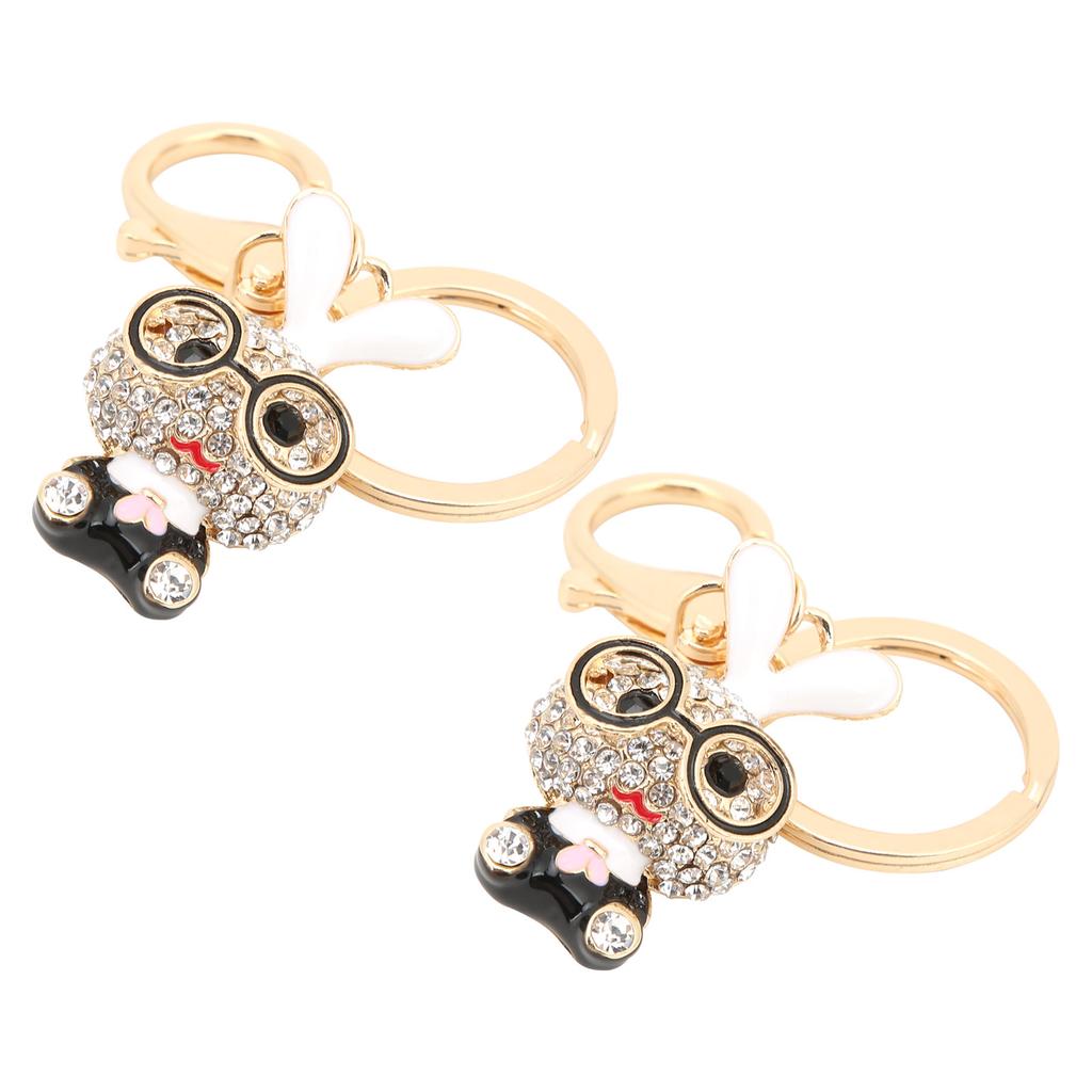 2pcs Keychain Pendants Cute Bunny Shape Rhinestone Ornaments Accessories for Keychains Bag Decoration Gift