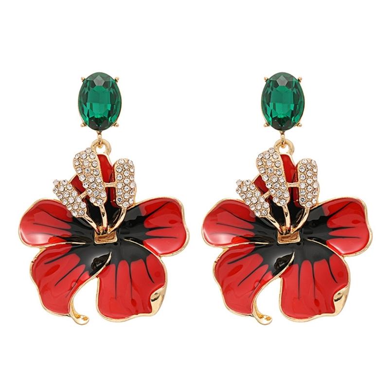

Unique Flower Studs Earrings Waterproof Earrings Fashion Earrings Copper Texture Suitable for Various Occasion Wear красный