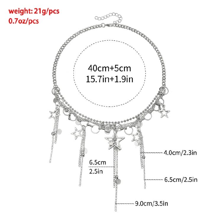 Star Drop Chain Necklace With Delicate Tassels Everyday Elegant Jewelry for Various Occasions