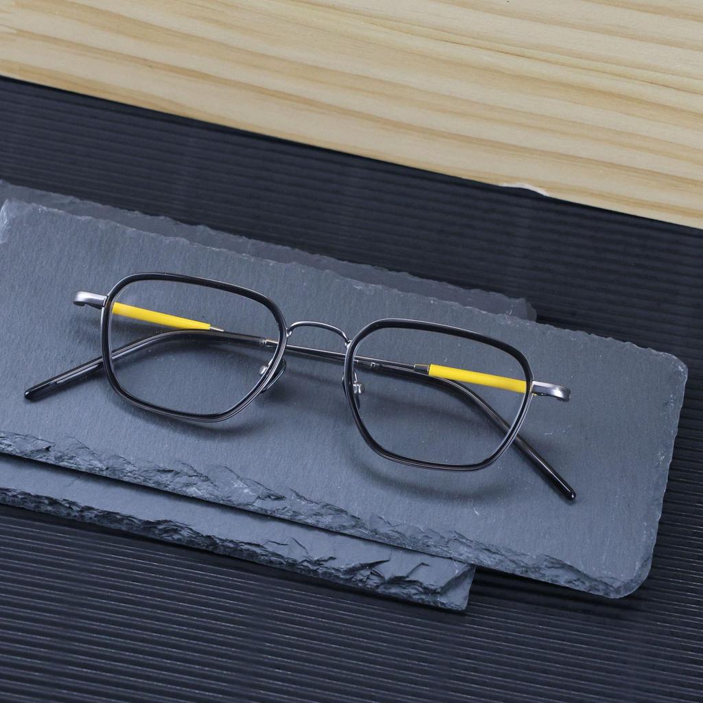 22002 Modische Vollrand-Brillenfassungen aus reinem Titan für Damen & Herren - Retro-Stil, Passform für großes Gesicht