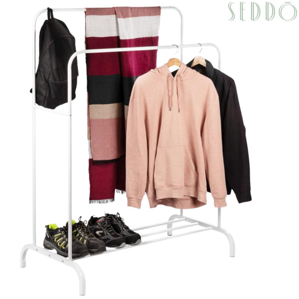 Metal clothes hanger standing hall wardrobe solid shelf large