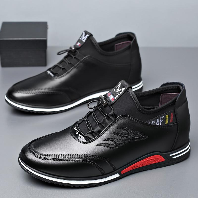 2025 Autumn New Youth Casual Leather Shoes Men's New Inner Height Increase of 6cm Fashion Casual Shoes Foot Lazy Shoes