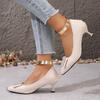 Zapatos De Mujer Sapatos Femininas Women Cute Light Weight Beige Slip on Stiletto Heel Shoes Lady Sexy Party Comfort Pumps Ga19