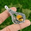 Oval Tigers Eye Stone Daughter Anniversary Bezel New Pendant Jewelry 925 Silver