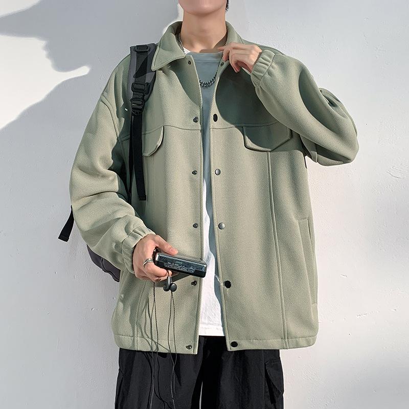 Spring and Autumn New Men's Korean Solid Color Light Plate Lapel Jacket Trendy Couple Versatile Stylish Jacket