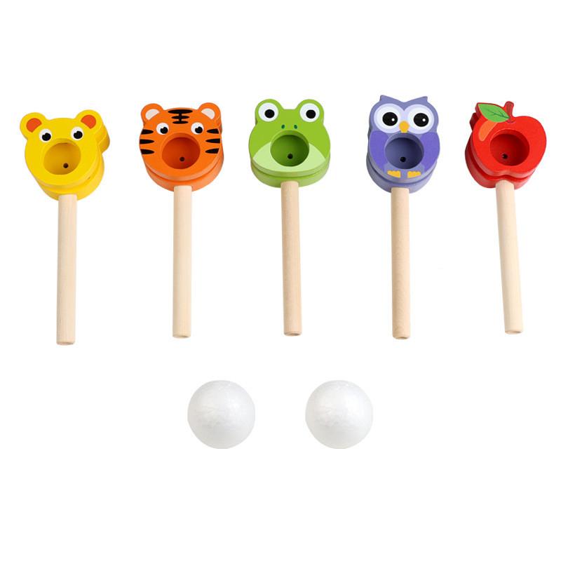Wooden Ball Floating Toy With Cartoon Tiger Owl Exterior Design For Gift Kids